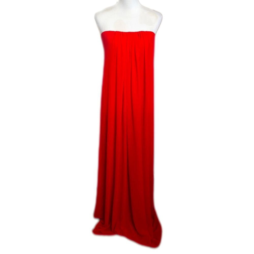 Nicole Miller floor length strapless formal dress in coral orange, lined, 6
